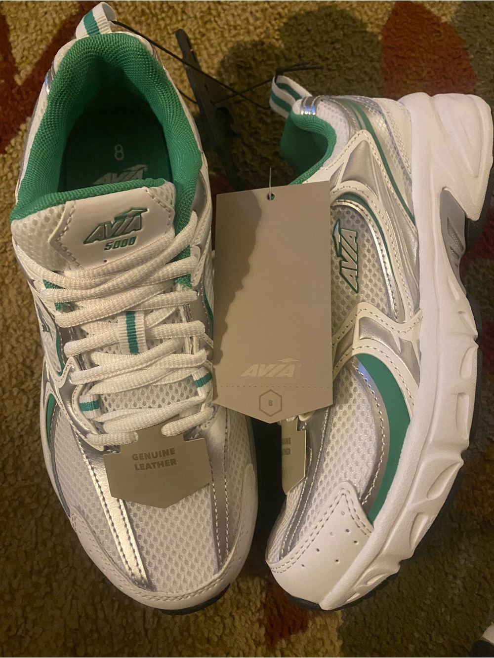 Avia White and Teal Women's Running Shoes